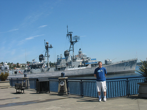 Ryan in front of Navy Ship